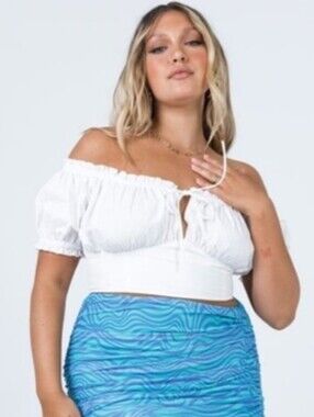 NWT Princess Polly Ashlin Top White Size 6 Croped Off The Shoulder